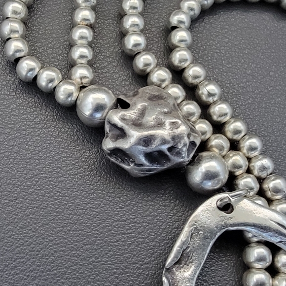 Pewter-Tone Silver-Plated Lariat Necklace with Aqua Crystal - Picture 4 of 8